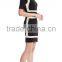 Fashionable pencil skirt Europe and Europe pure color splicing short-sleeved dress with buttock skirt PS03