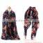 2016 New Chinese Rose Printed Fashionable Viscose Scarf With Sunblock