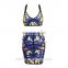 Yellow & Blue Printed Two Piece Halter Top & Skirt Celebrity Red Carpet Bandage Dress