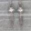 Shineland New Vintage Glass Tassel Long Dangle Earring Brincos For Women Gift Antique Gold Plated Resin Stone Pendiente Earrings