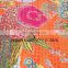 Fruit Print Twin Kantha Bedspread quilt and pillowcase Throw Indian Orange Color