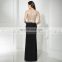 New Fashion Two-Piece Cap Sleeve Black Mermaid Crystal Beaded Evening Gowns Evening Dresses LX321