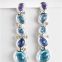 Designs Inspired David Yurman Sterling Silver Blue Oval Mosaic Drop Earrings