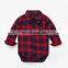 Black and red plaid pattern full sleeve Jumpsuit baby boy Daily Wear romper wholesale