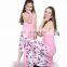 2019 new Women pink floral  Long Summer Dress Mother Daughter Matching (this link for WOMAN)