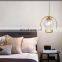 Nordic Round Ring Pendant Light Single Head Glass Metal Chandelier Household Decorative Light
