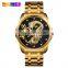 SKMEI 9193 Luxury Dragon Diamond Quartz Japan Movt Watch Stainless Steel Calendar Business Men Watches