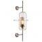 Classical Retro Style Wall Light E27 Cylindrical Shape Glass Gold Surface Mounted Indoor Sconce