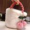 009Autumn women's bag Imitation fur bucket bag Pink single shoulder diagonal bag Metal chain fashion bag