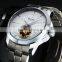 New Hight Quality Stainless Steel Back Watches Men Skeleton Wrist watch WM433