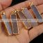 JF6757 High quality natura agate gold plated sparkly druzy rectangle bar pendant