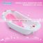 new design baby bathtub with shampoo bottle and soap rack
