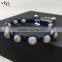 handmade craft weaving beads 10mm CZ balls brass type China knot bracelet royal blue nylon rope with logo square beads