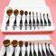 Hot selling Professional foundation brush oval brown long lasting toothbrush makeup brush set wholesale 10pcs/set