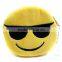 YiWu cheap emotion icon plush round shape cute coin purse