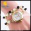 WJ-4763 Pearl and flower pretty quartz Geneva brand laides bracelet watch