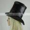 Leather black tall hat magic top hat halloween party prop