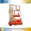 Hydraulic one man lift/electric lift work platform/single mast aluminum alloy lift