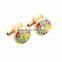 Fashion Copper 18k Gold Plated Cuff Links Unisex Colorful Enamel Cufflink for T-shirts