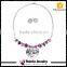 Amethyst Collar Necklace with Earring, Stainless Steel