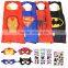 YS Super hero Cape and Mask Costumes For Kids SET Capes Masks Stickers and Tattoos