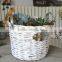 Handcrafts round white wicker baskets for plants white handles
