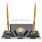 JINGYAGE Office Table Set Crystal Pen Holder Set with Clock