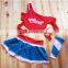 One shoulder halter top and skirt set girls cheerleader outfit BB0031