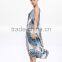 Wash painting goffer sleeveless women summer maxi dress