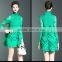 Lady high neck petal appliqued plain crinkle dress