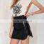 MGOO Top Sale Fashion Women Faux Leather Skirt Black Plain Mini Skirts With Buttons A Line 15144A380
