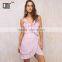 Falbala ruffle frill mini slip with adjustable strap lady's short wrap dress