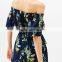 Best sell Thin Collect and high waist floral off-shoulder jumpsuit