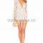2017 Guangzhou Shandao Latest Design 100% Polyester Ruffle Deep-V Ladies Chiffon Short Jumpsuit