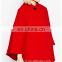 china supplier fashion winter high neckline button front red ladies wool cape coat