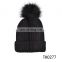 Wholesale winter cheap custom acrylic knit beanie hat cap with pompom