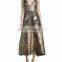 A-line Silhouette Gold Floral V-Neck Sleeveless Summer Cocktail Dresses