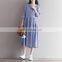 OEM Wholesale Maxi Dresses Plus Size Long Sleeve Linen Striped Dresses