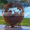 100cm Diameter CNC Cutting Hollow Metal Steel Garden Fire Globe With Metal Stand