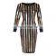 Golden stripe soft and cold hand feeling black evening dress dancing queen dresses for wholesale cheap