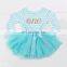 Fashion children party frock dresses long sleeves baby girls striped puffy party dress