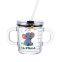 Measuring two handles glass mug with custom printing