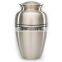 Tri-Band Brass Classic Cremation Urn With Pewter Finish