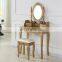 Vanity White golden black 4 drawers dressing table with mirror