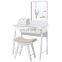 vanity dressing table Square Mirror Makeup Organizer Dressing Table 1 Large Drawer with Sliding Rails White