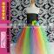 New style rainbow colorful braces dress with fluffy voile