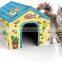 Custom Printing Amazon Hot Selling Cat Condos DIY Corrugated Cardboard Cat House For Cats Kittens Small Animals