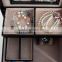 Black Leather Jewelry Box Lockable Makeup Storage Case with Mirror