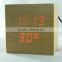 WL0623T Nature Wood LED Digital Touch Snooze Multi Function Art Clock