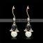 Bridal Wedding Golden Crystal Pearl Flower Drop Dangle Earrings